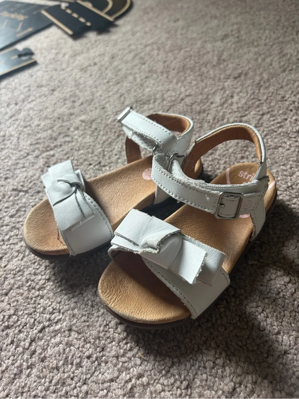 Savannah White Girls Bow Strap Sandals